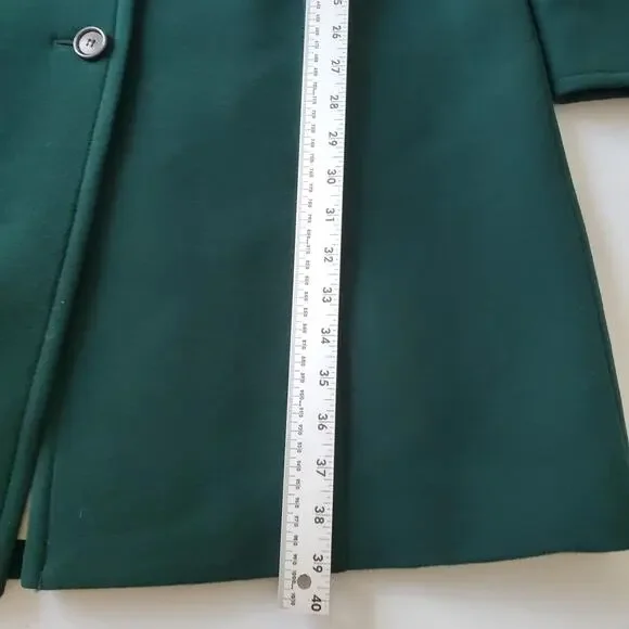 J.Crew Coat Womens T10 Green Wool Long Single Breasted Button Front Overcoat - Picture 5 of 8